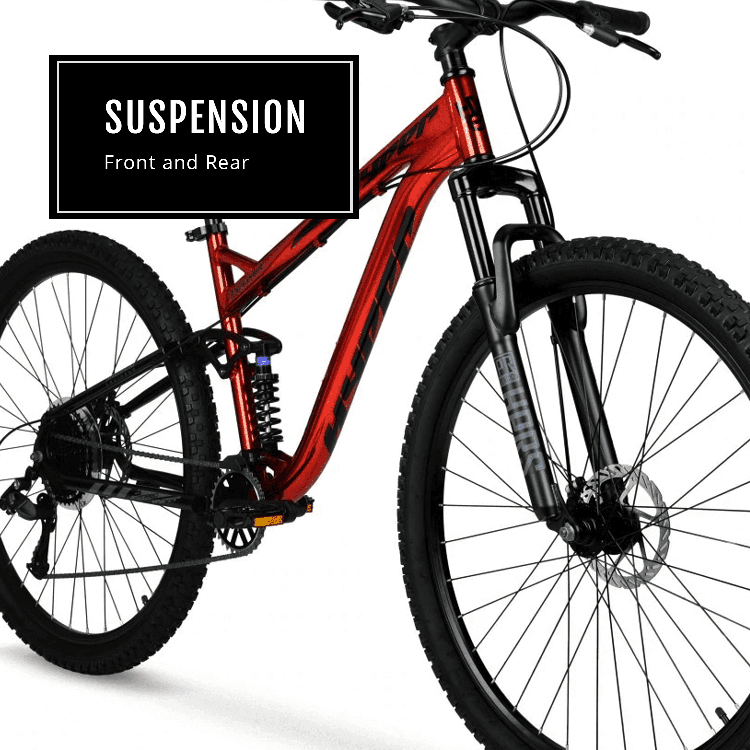 Bicycle Men's 29 In. Explorer Dual Suspension Mountain Bike. Red