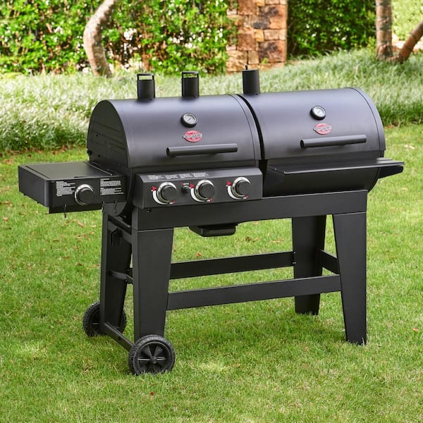 Double Play 1.260 sq.. in. 3-Burner Gas and Charcoal Grill in Black