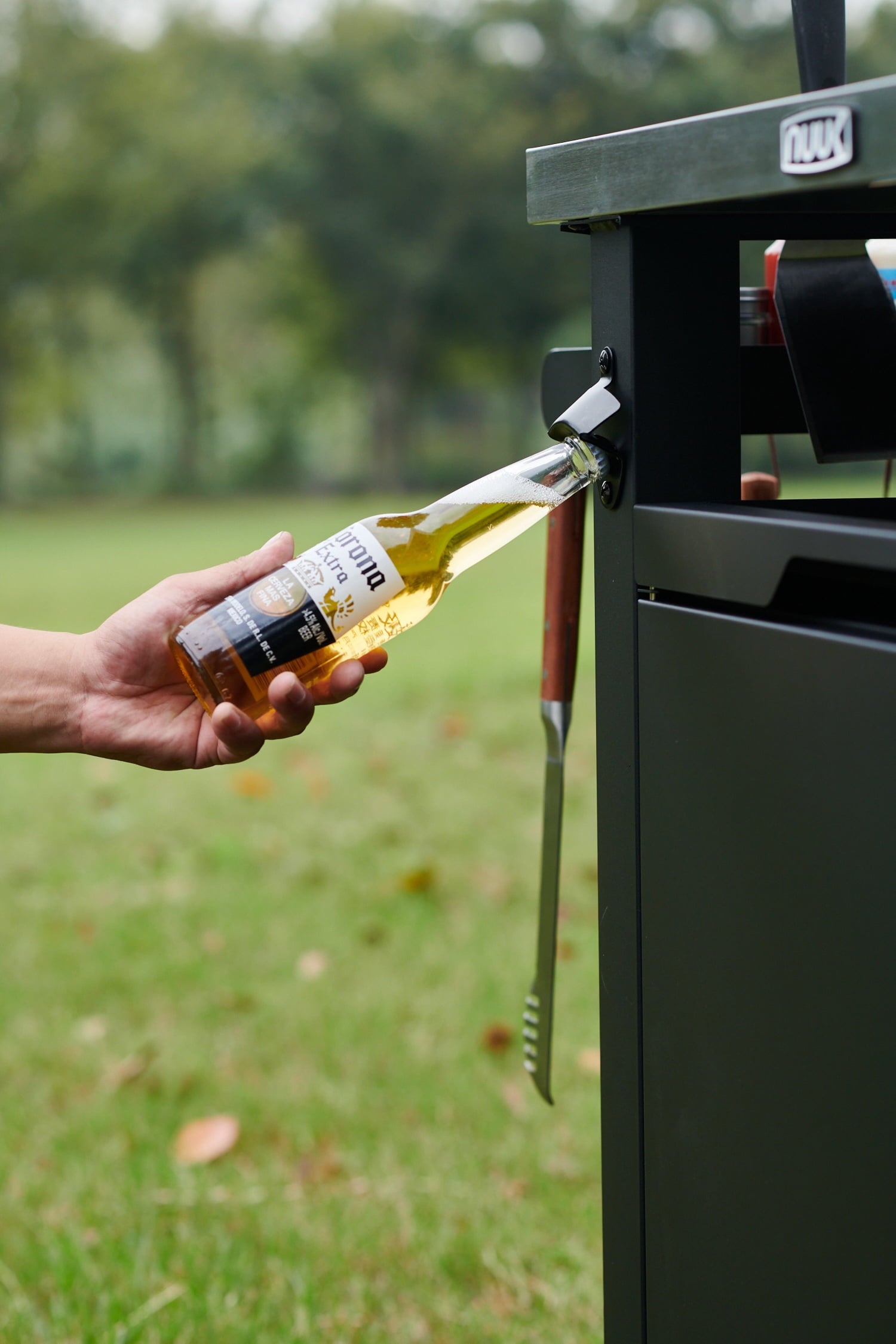 Deluxe 30IN Outdoor Rolling Grill Cook Station. Bar Table with Patio Storage Cabinet and Outdoor Dining Table. Black