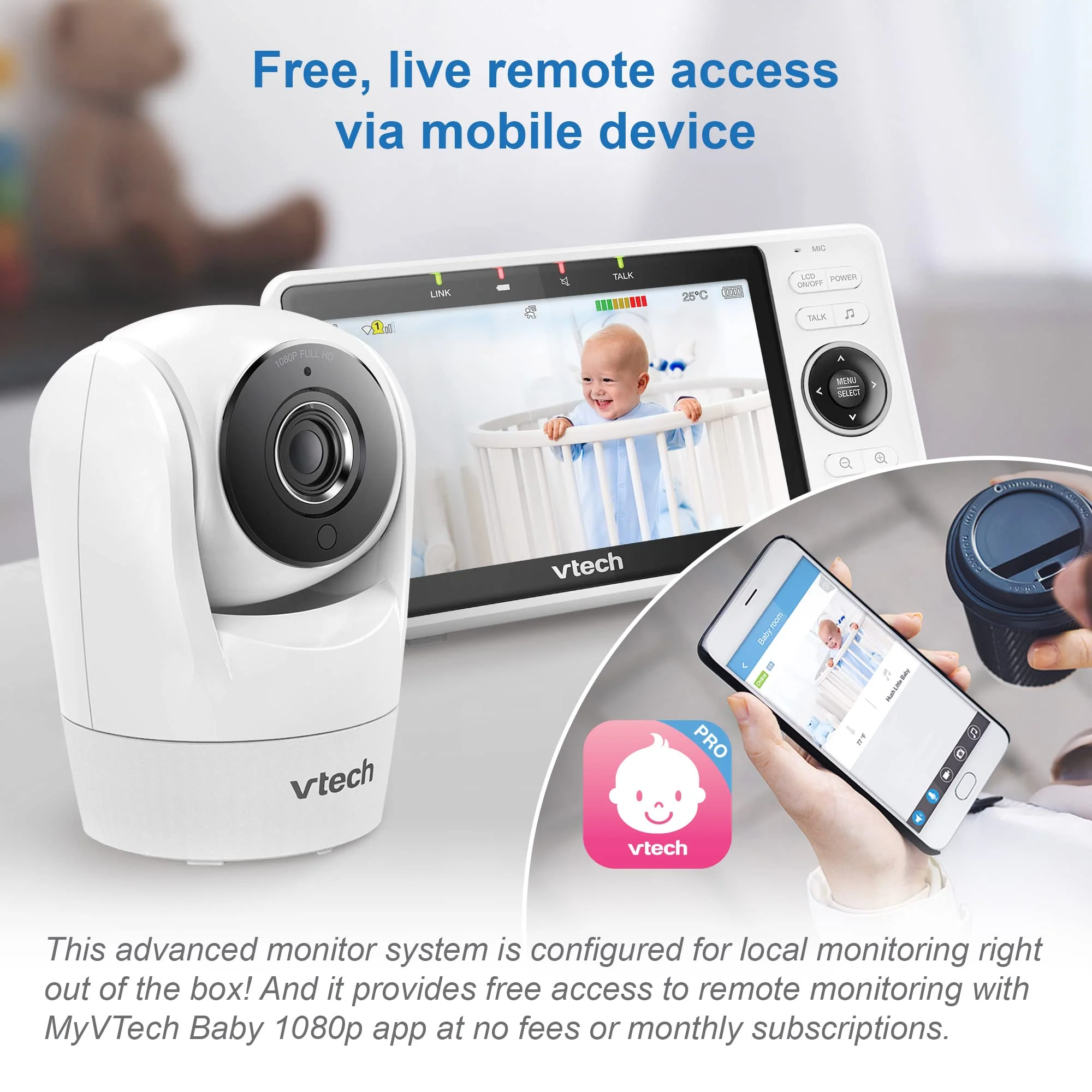 VTech Smart WiFi Baby Monitor. 5-inch 720p Display. 1080p Camera