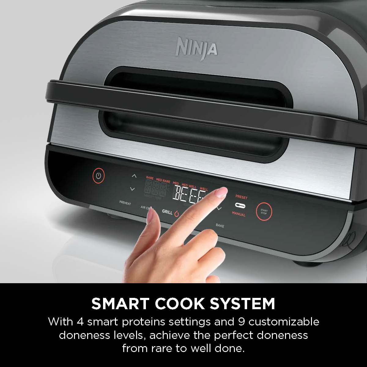 Foodi Smart XL 4-in-1 Indoor Grill with 4-Quart Air Fryer. Roast. Bake. and Smart Cook System. FG550